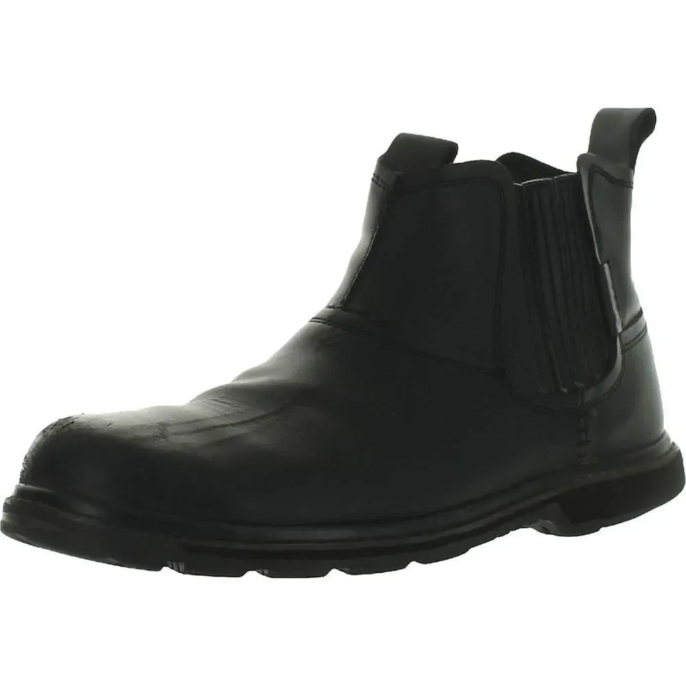 Skechers Mens Orsen Black Leather Casual Pull On Ankle Boots Shoes Used